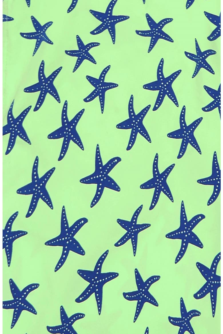 Starfish Print Swim Trunks, Alternate, color, FRESH GREEN/ BLUE