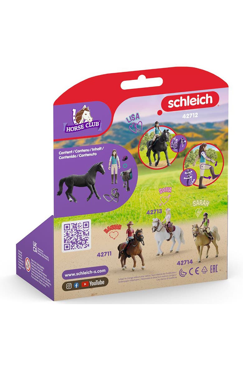 Horse Club Lisa & Storm 7pc Playset, Articulated Rider, Black Horse, Alternate, color, Multicolored