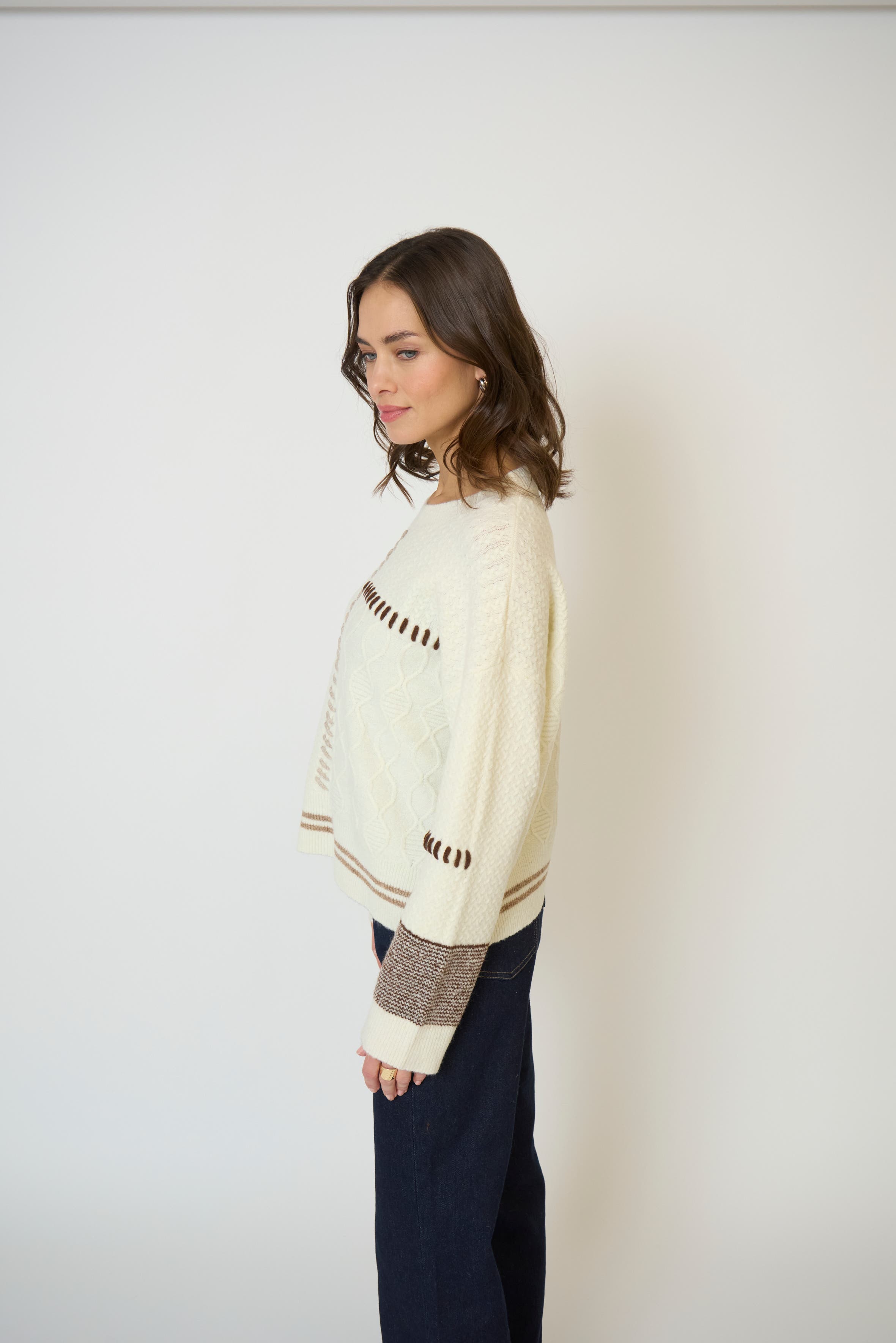 Patchwork Cropped Sweater - image 2