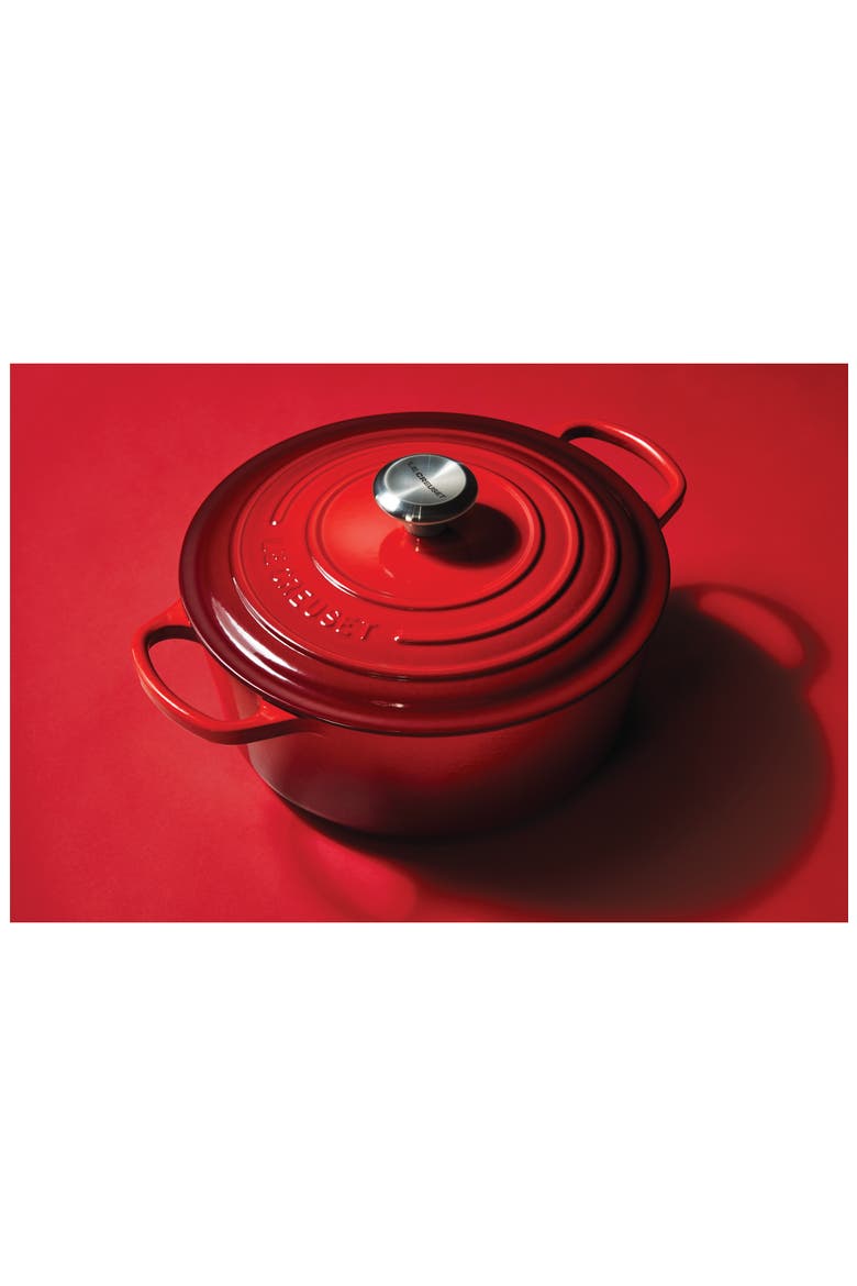 Signature 5.5-Quart Round Enamel Cast Iron French/Dutch Oven, Alternate, color, CERISE