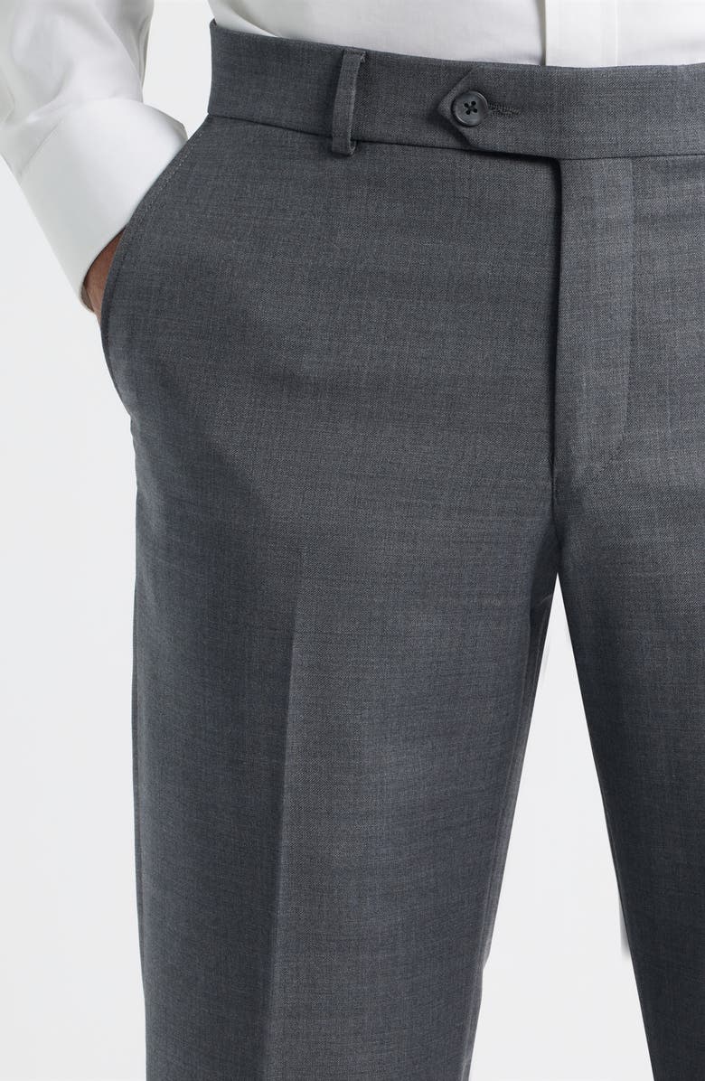 Berle Flat Front Grey Super 120s Wool Dress Pants, Alternate, color, Medium Grey