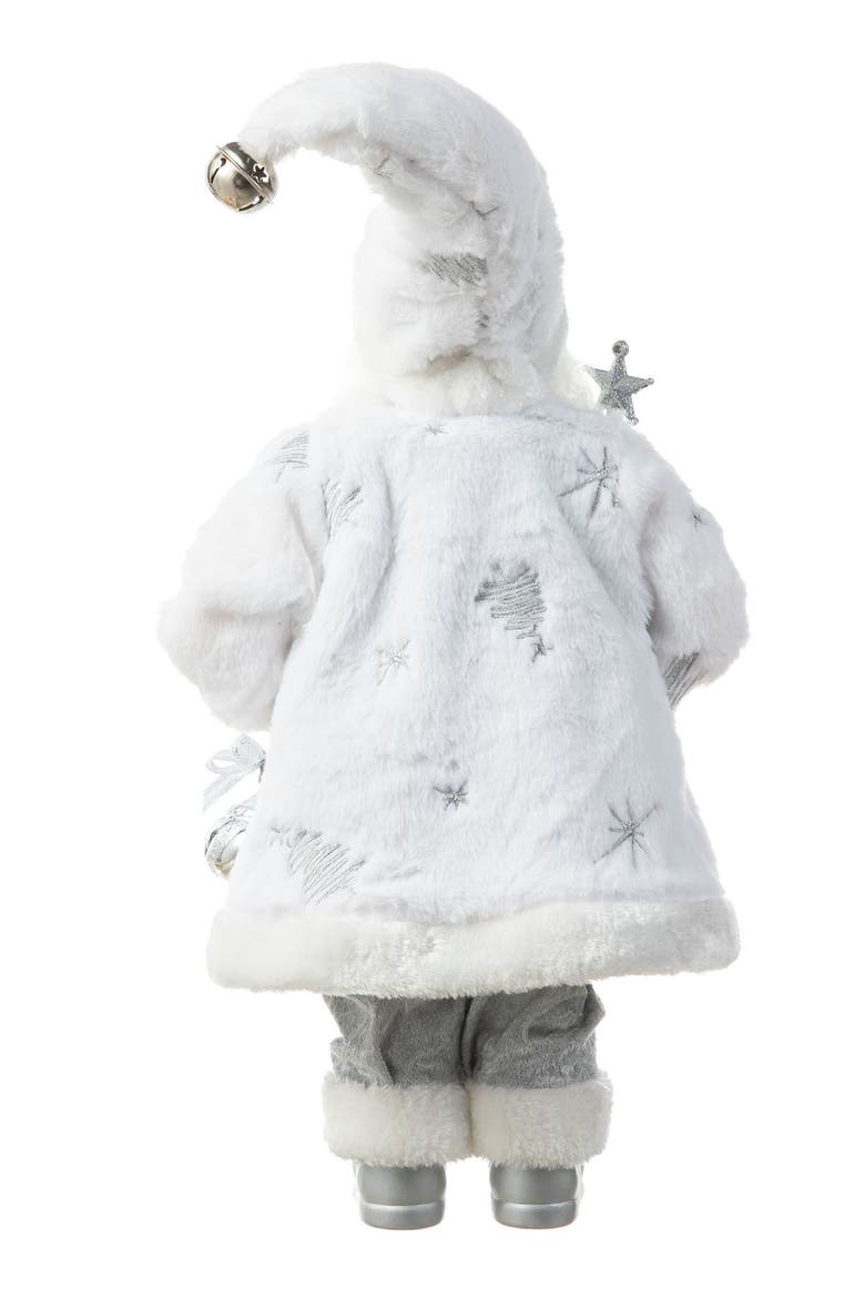 Faux Fur Christmas Frosty Santa Figurine with Porcelain Face, Alternate, color, Red