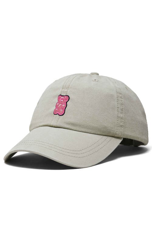 Dalix Pink Gummy Embroidered Casual Cap In Washed Stone White