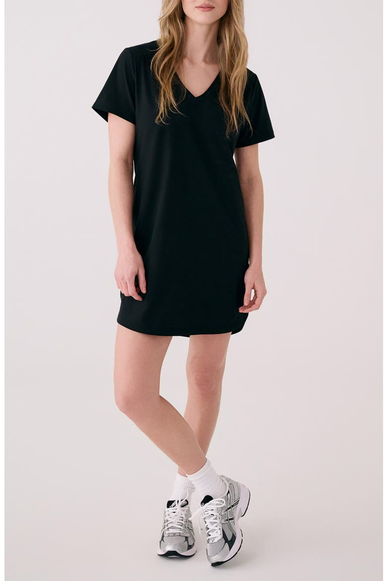 Olivie V-Neck Dress, Main, color, BLACK