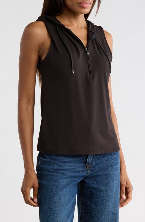 Half Zip Sleeveless Hoodie