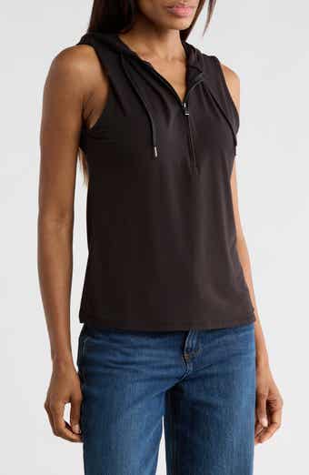 JASON WU Half Zip Sleeveless Hoodie