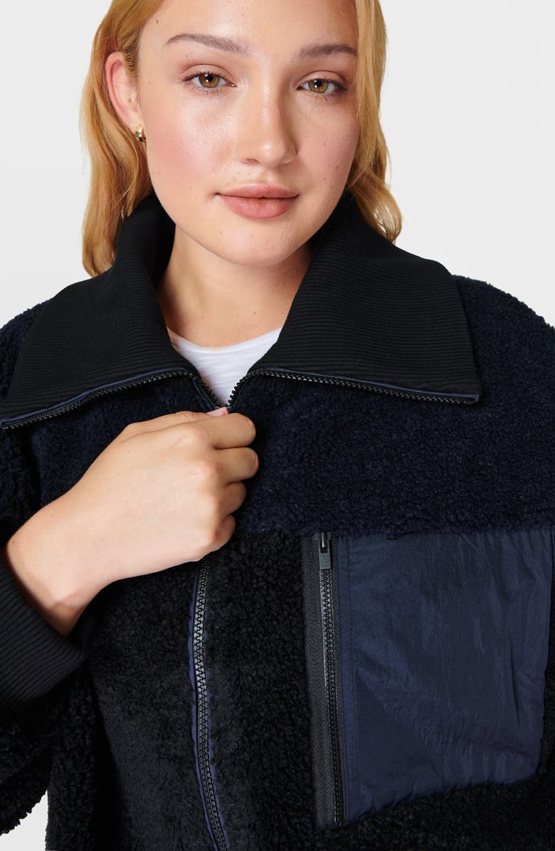 Sweaty Betty Editor High Pile Fleece Zip Jacket, Alternate, color, Navy Blue