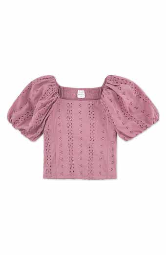 abercrombie kids Kids' Eyelet Puff Sleeve Cotton Top