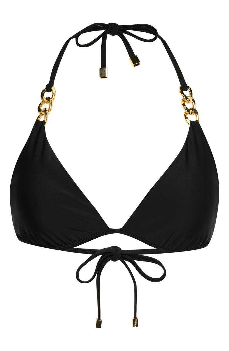 L'AGENCE Annabelle Solid Triangle Bikini Top, Alternate, color, Black