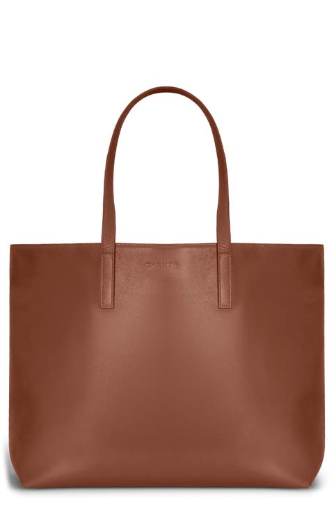 Onyx Leather Open Tote