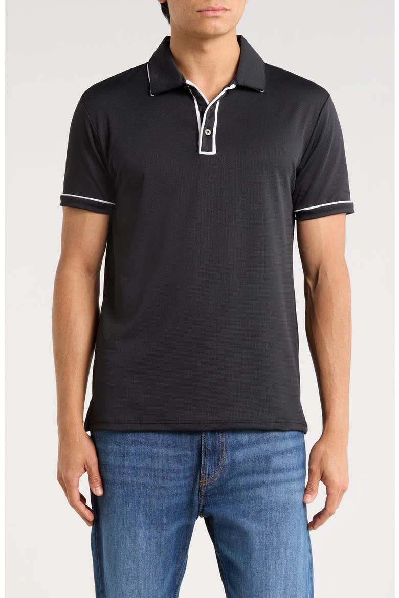Tipped Short Sleeve Polo, Main, color, BLACK