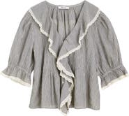 Madewell Ruffled Puff Sleeve Cotton Button-Up Shirt
