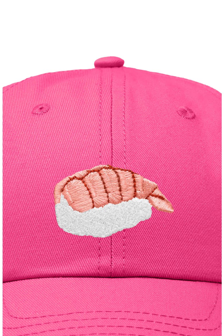 Shrimp Sushi Embroidered Dad Cap, Alternate, color, Hot Pink