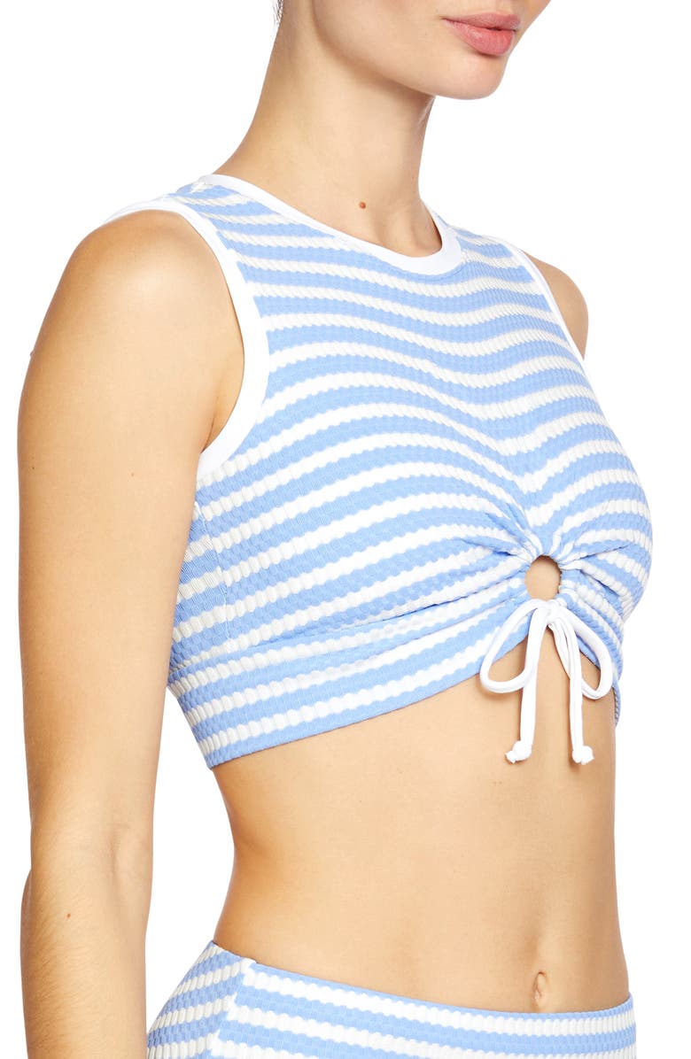 Robin Piccone Mimi Crop Swim Top, Alternate, color, Blue/ White