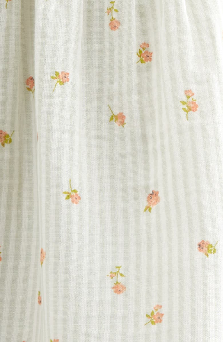 Nordstrom Flutter Sleeve Tie Back Cotton Muslin Sundress & Bloomers, Alternate, color, Green Hush Rose Stripe