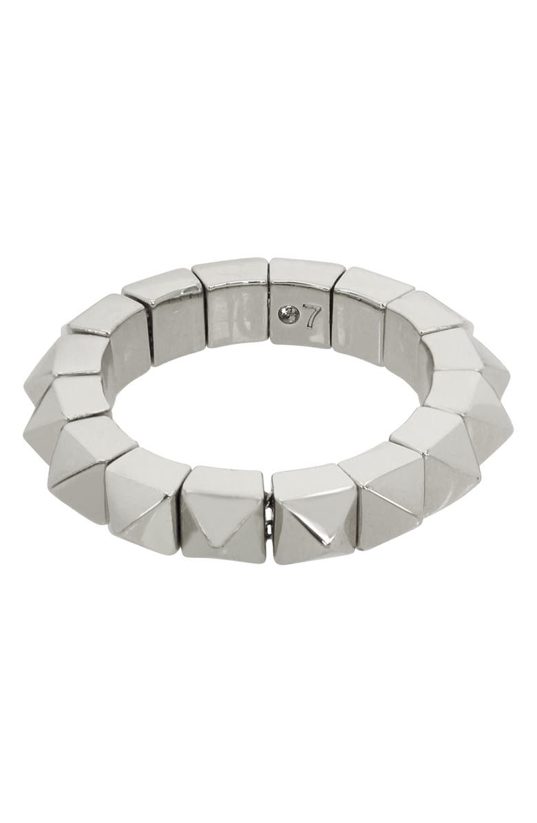 AllSaints Pyramid Chain Ring, Main, color, Rhodium