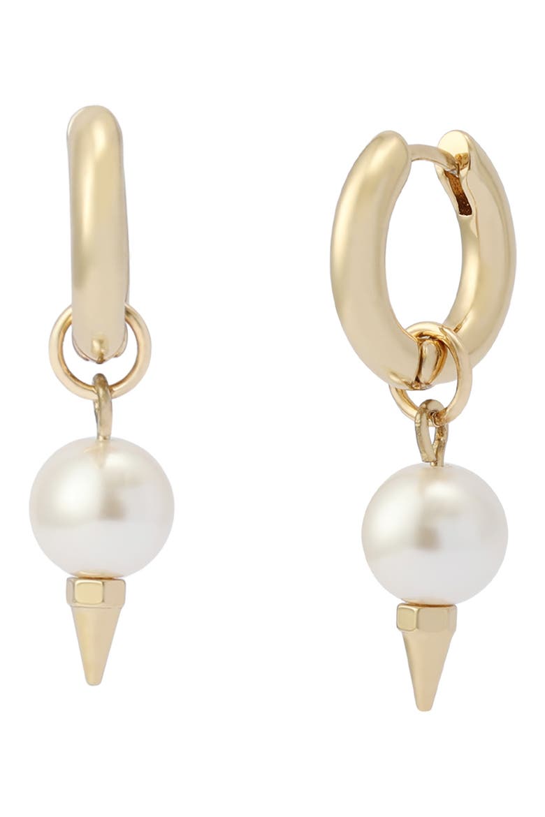 Spike Faux Pearl Drop Earrings, Alternate, color, PEARL/ GOLD