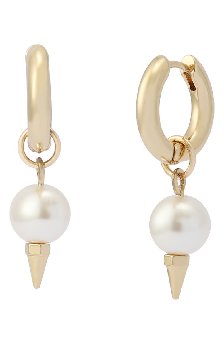 AllSaints Spike Faux Pearl Drop Earrings, Alternate, color, Pearl/ Gold