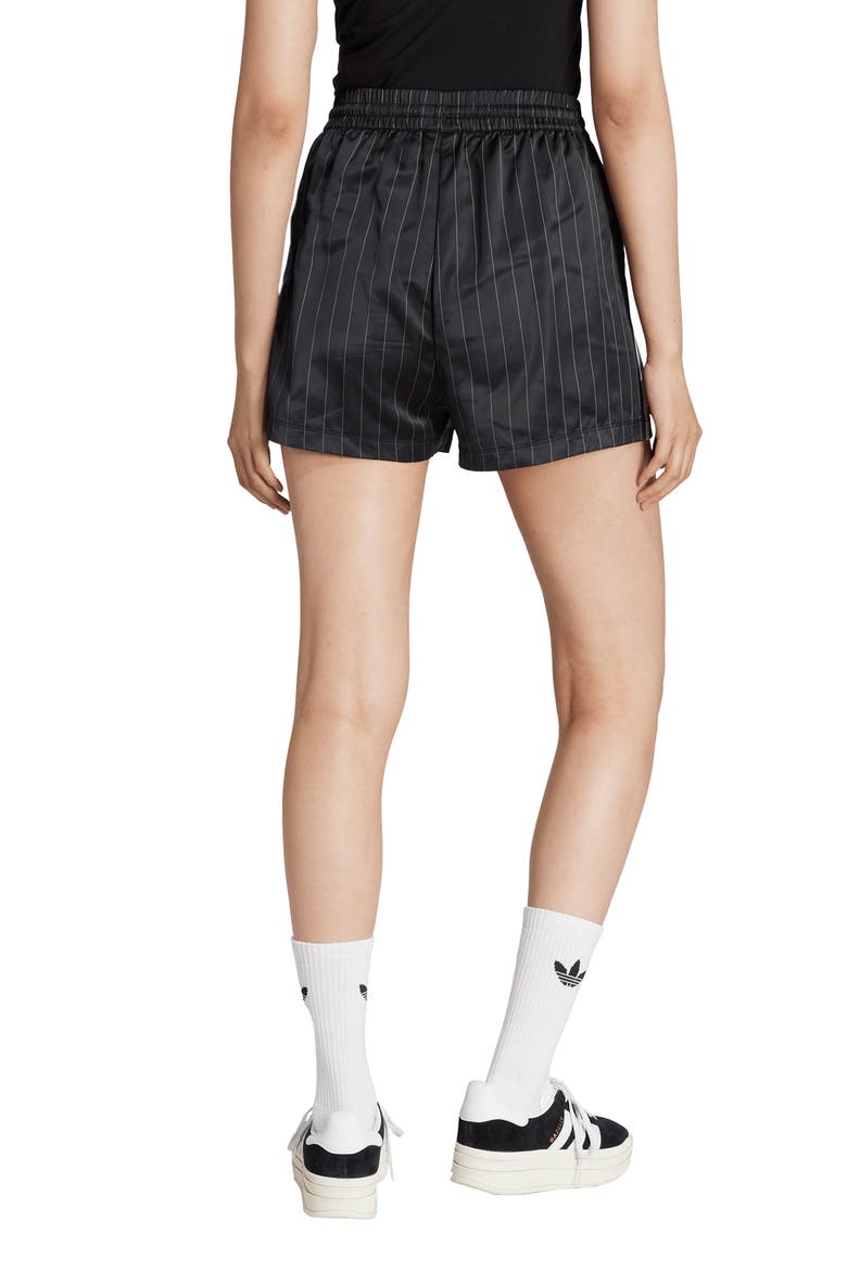 3-Stripes Pinstripe Satin Shorts, Alternate, color, BLACK