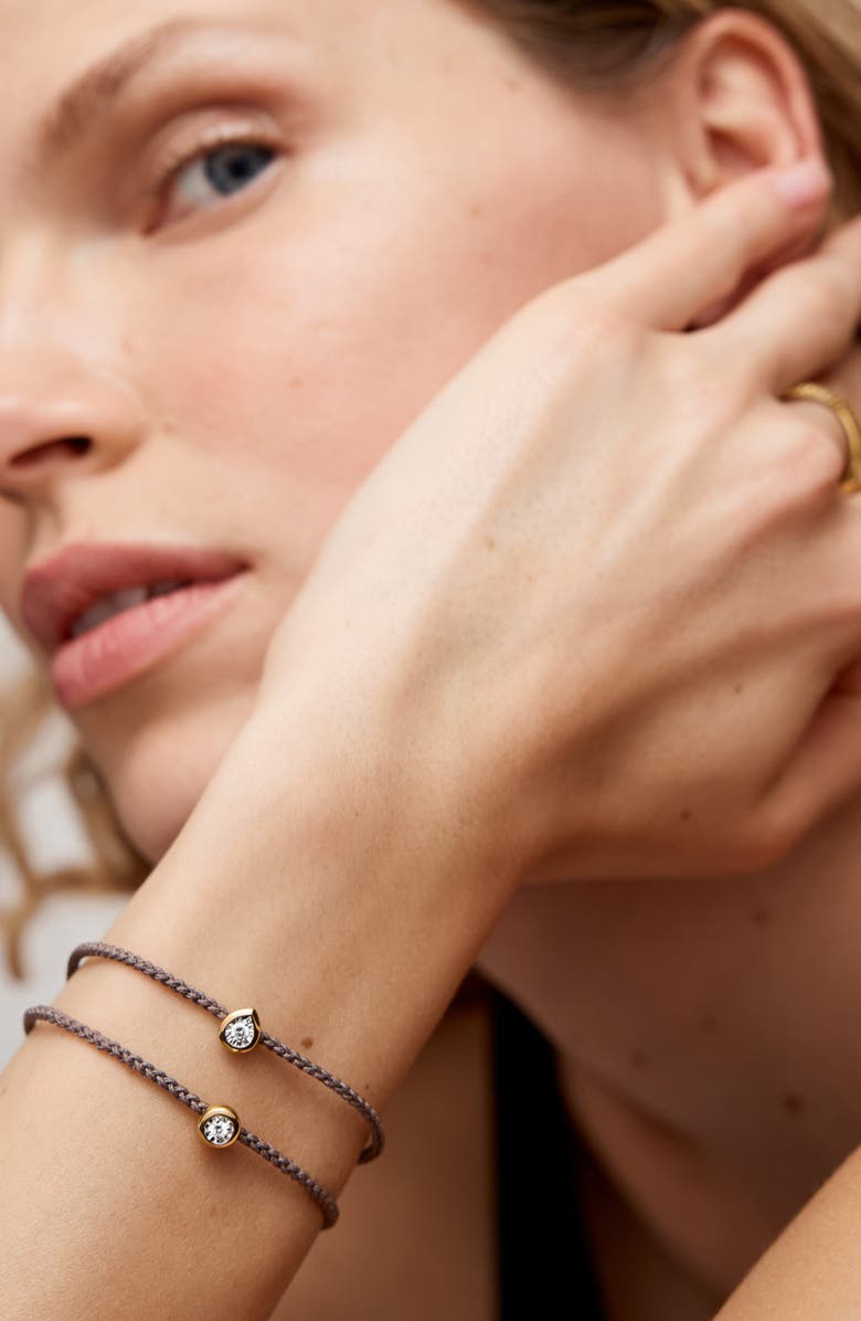 Monica Vinader Pear Cut Lab Grown Diamond Cord Bracelet, Alternate, color, Gold Vermeil