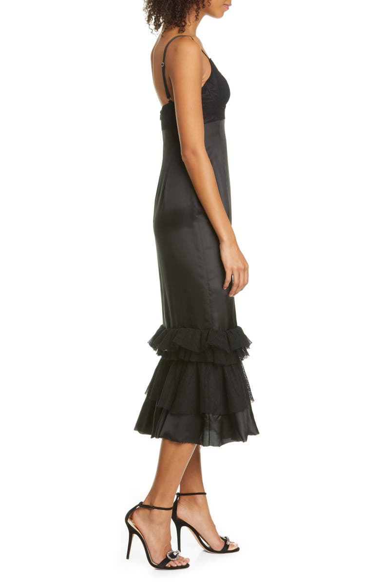 Brock Collection Ruffle Hem Bustier Midi Dress, Alternate, color,