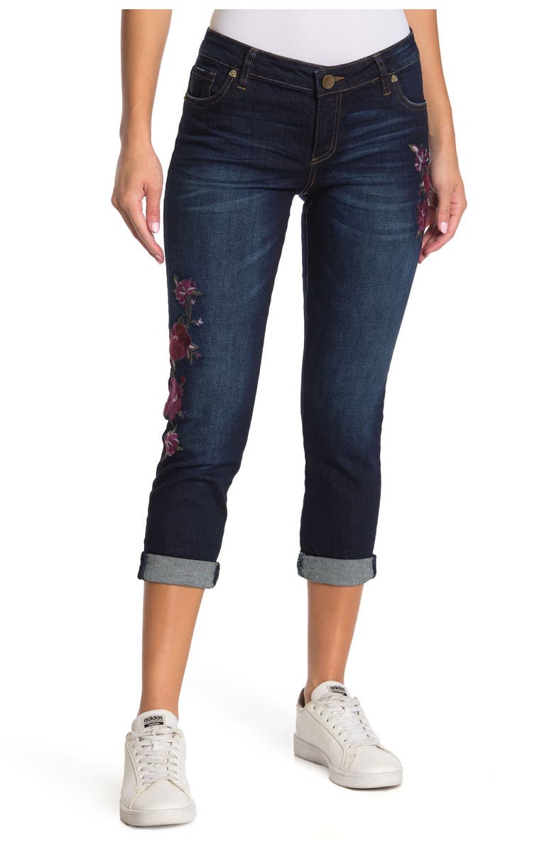 KUT from the Kloth Catherine Floral Embroidered Boyfriend Jeans, Alternate, color, 