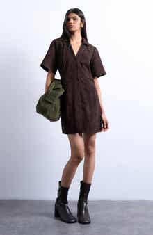Suede Mini Shirtdress