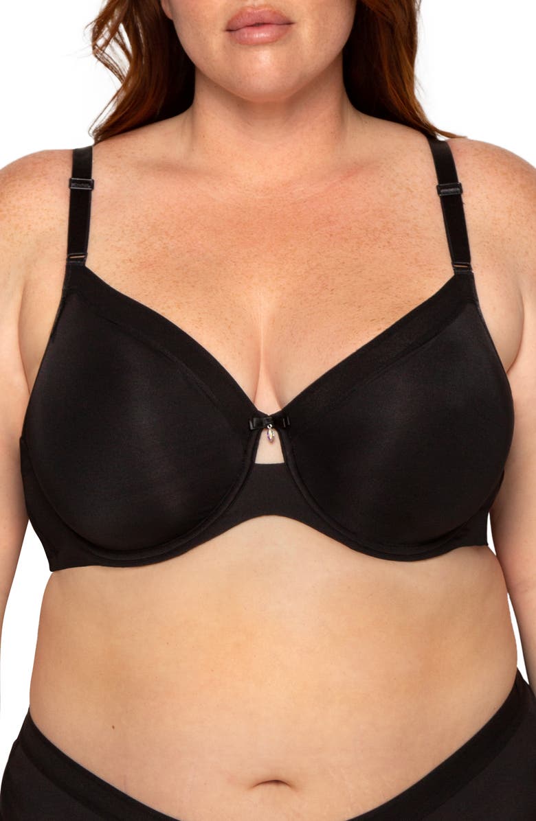 Curvy Couture Silky Smooth Underwire Unlined Bra, Main, color, Black