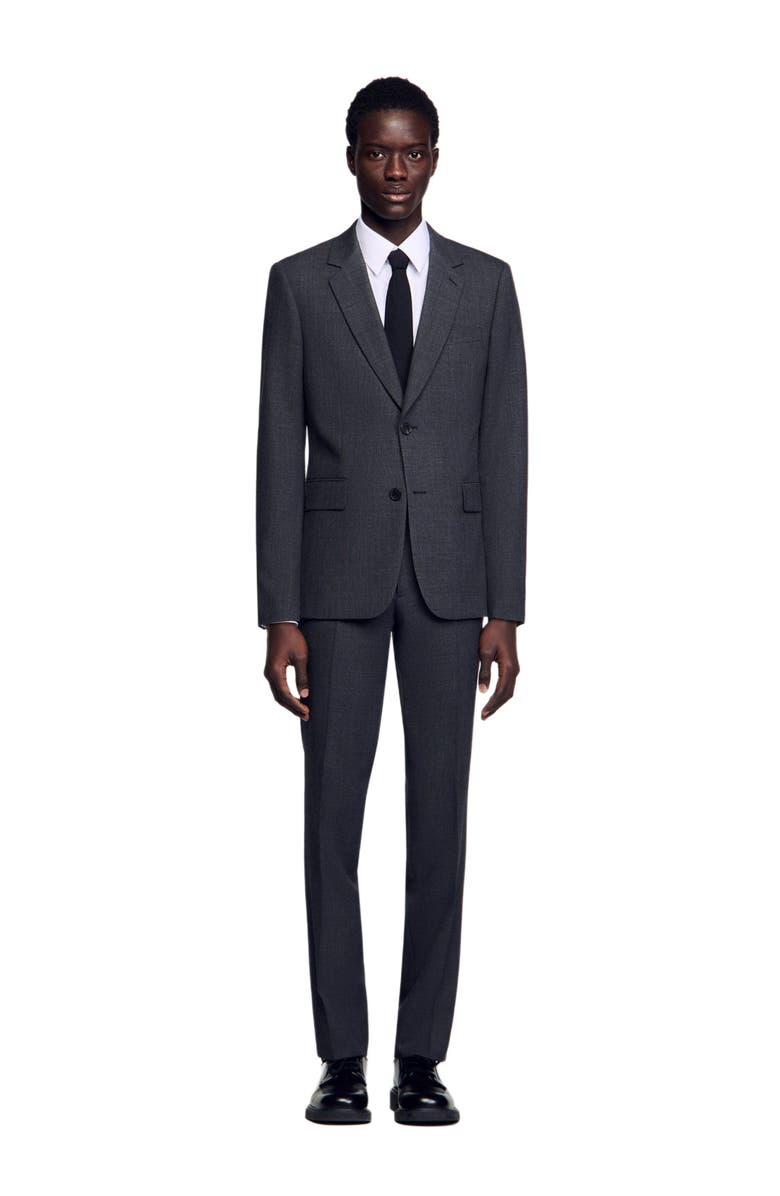 SANDRO Wool suit jacket, Alternate, color, Mocked Grey