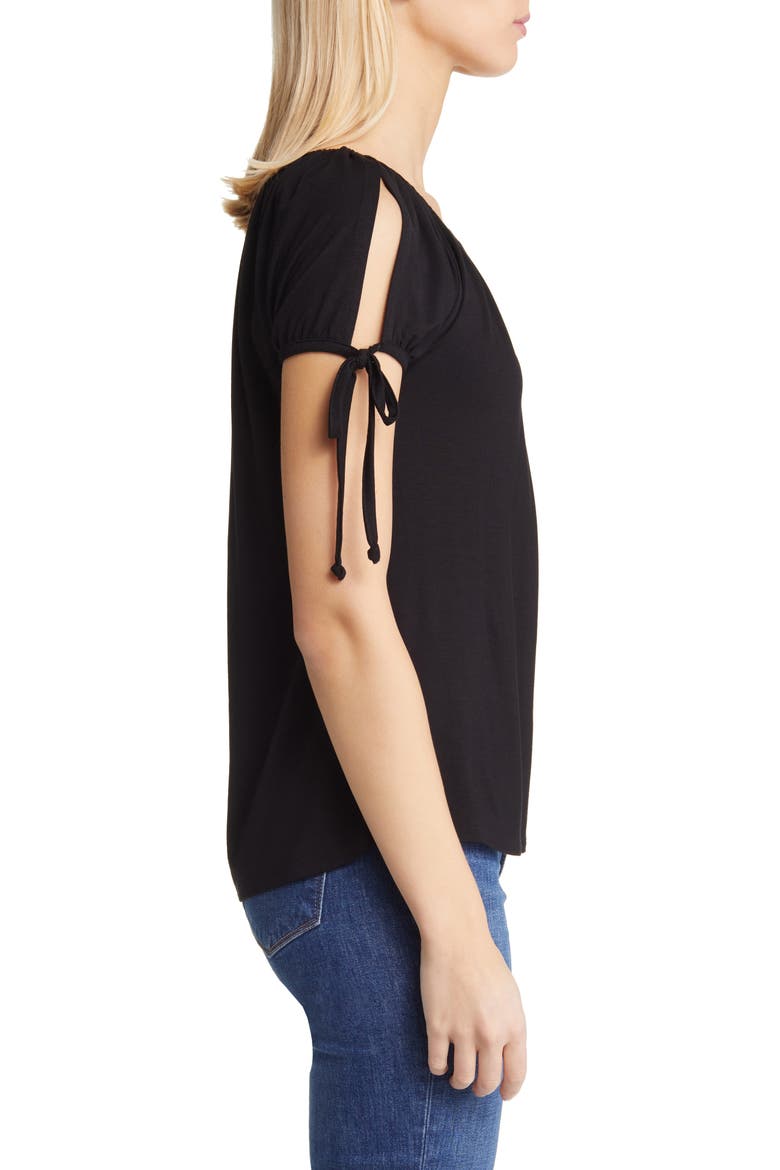 Slit Sleeve Knit Top, Alternate, color, BLACK