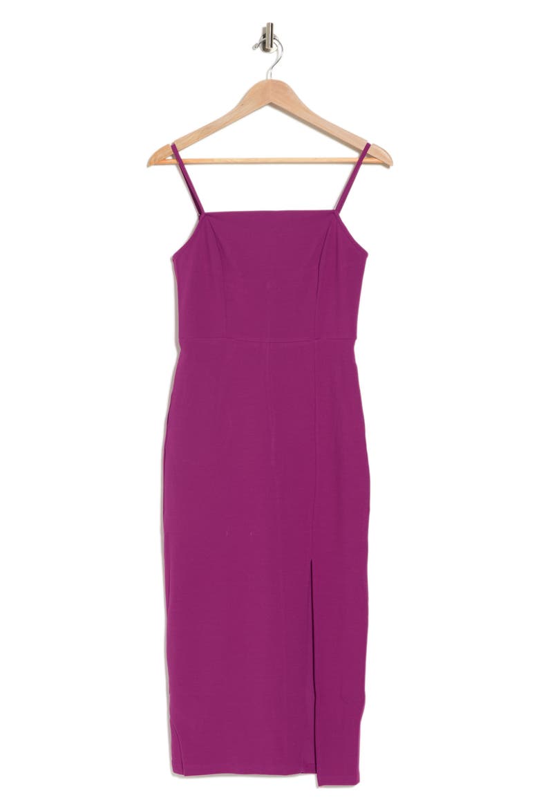 Techno Crepe Square Neck Dress, Alternate, color, PURPLE