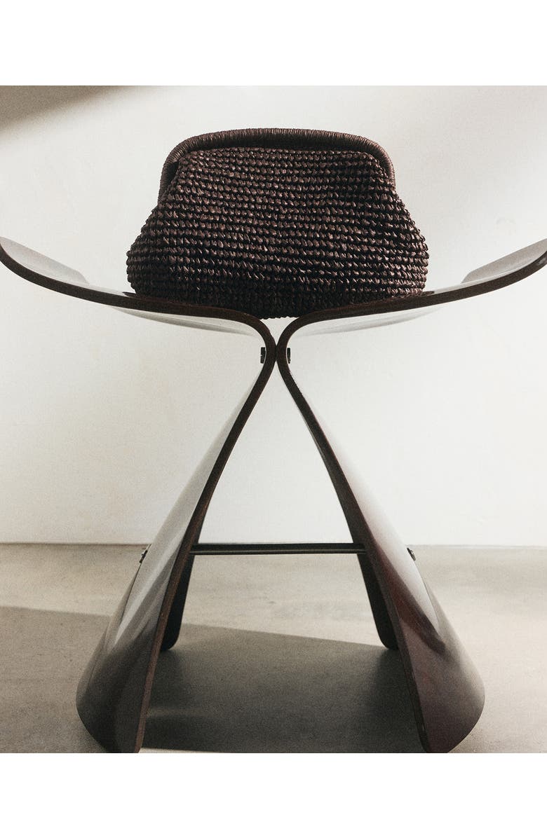 MANGO Natural Fiber Frame Clutch, Alternate, color, Chocolate