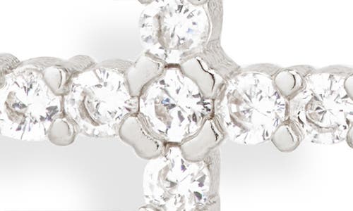 Leith Pavé Cubic Zirconia Cross Drop Huggie Hoop Earrings In Metallic