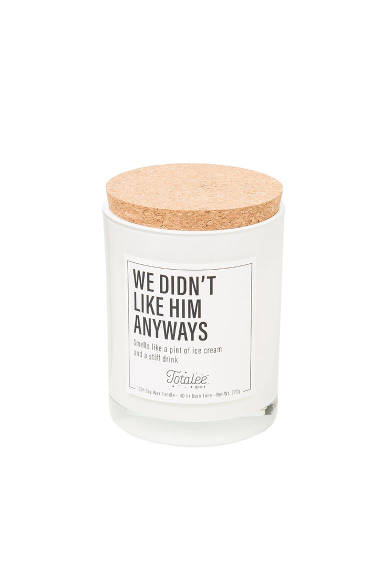 We Didn't Like Him Anyways Soy Candle, Main, color, White