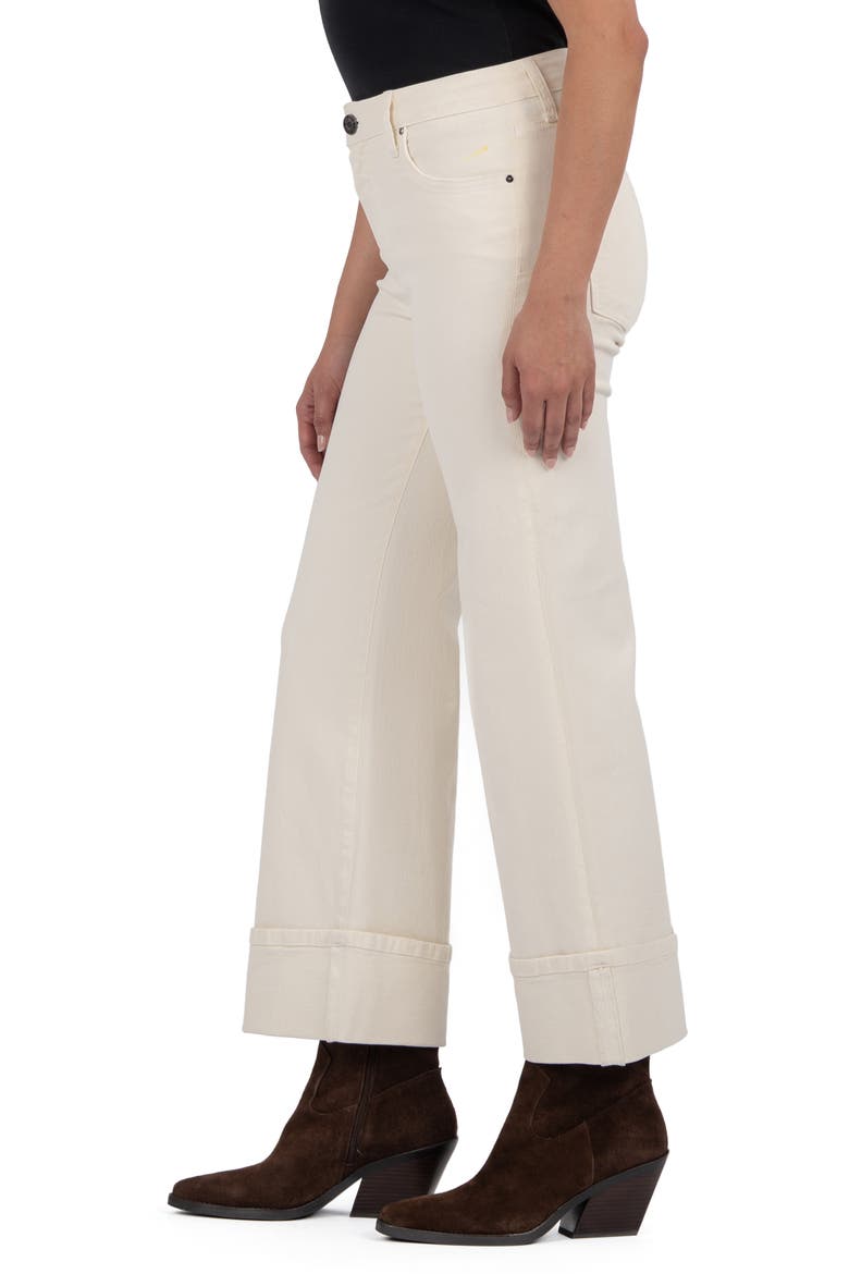 Meg Fab Ab High Waist Cuffed Ankle Wide Leg Jeans, Alternate, color, CANDLE