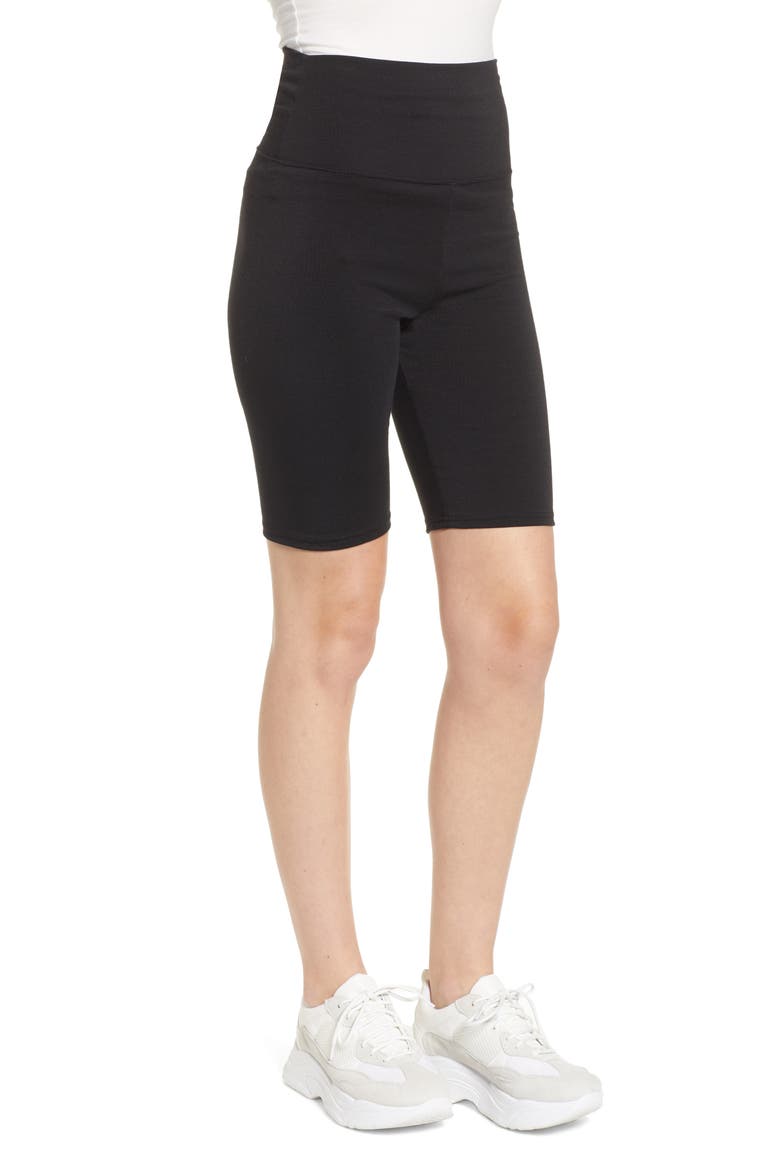 High Waist Biker Shorts, Alternate, color, BLACK