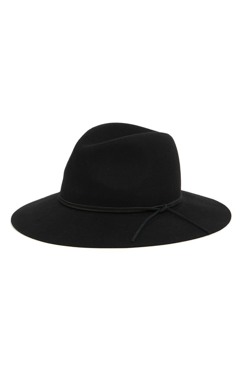 PHENIX Leather Trim Wide Brim Wool Fedora, Main, color,