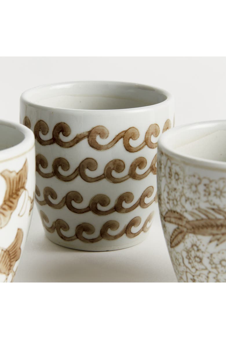 Brown & White Ceramic Province Mini Flower Pots, Set of 6, Alternate, color, Brown