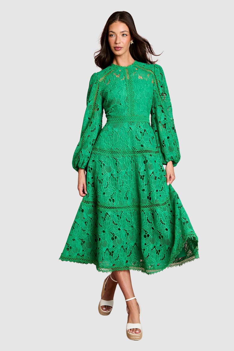 nordstrom long sleeve lace dress Lace Panel Long Sleeve Midi Dress (Women)