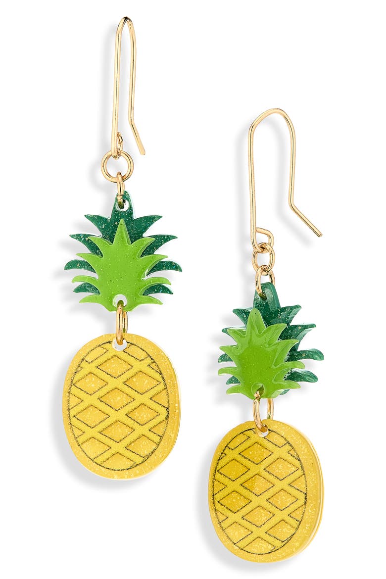 Pineapple Drop Earrings, Main, color, YELLOW MULTI- GOLD