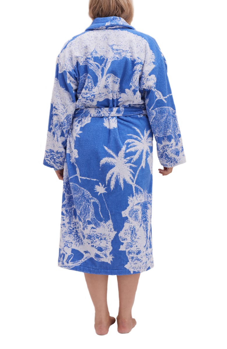 Desmond & Dempsey Unisex Towel Robe, Alternate, color, Loxodonta Blue/White