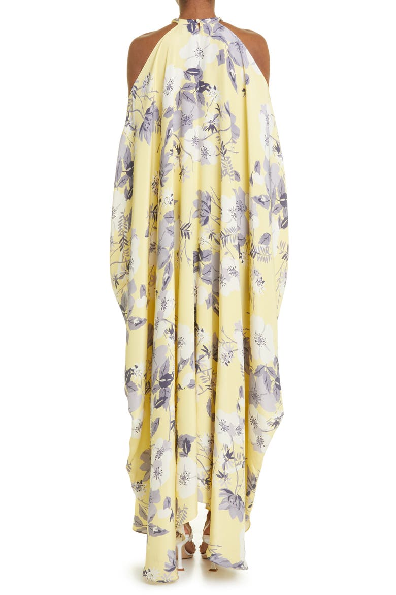 Floral Print Silk Maxi Dress, Alternate, color, YELLOW/ GREY MULTI