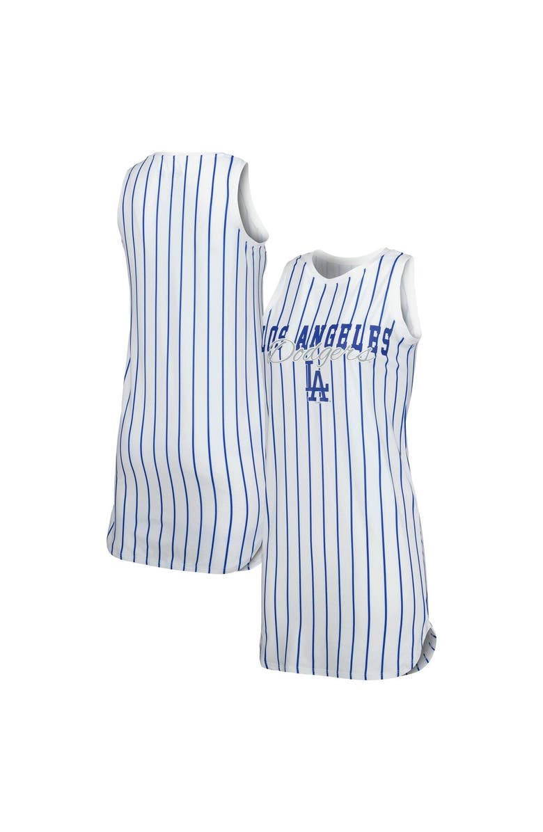 CONCEPTS SPORT Women's Concepts Sport White Los Angeles Dodgers Reel Pinstripe Knit Sleeveless Nightshirt, Main, color, White