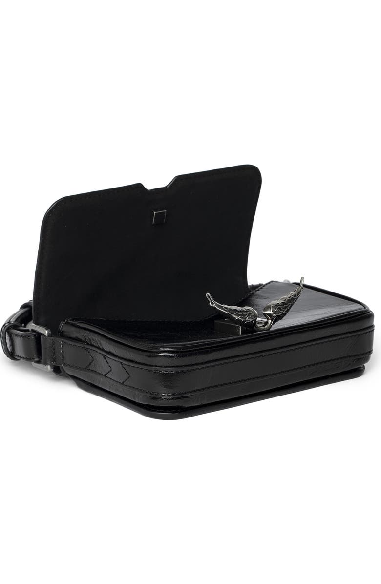 Zadig & Voltaire Le Zazi Vintage Patent Crossbody Bag, Alternate, color, Black