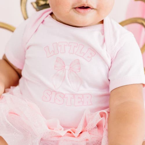 Sweet Wink Little Sister Bow Short Sleeve Bodysuit In Pink