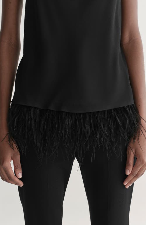 A.l.c . Eliza Feather Trim Satin Camisole In Black