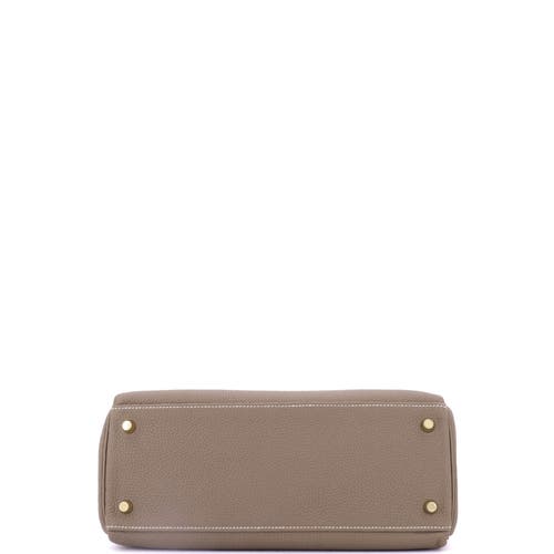 Pre-owned Hermes Hermes Kelly Handbag Grey Togo With Gold Hardware 28 In Brown
