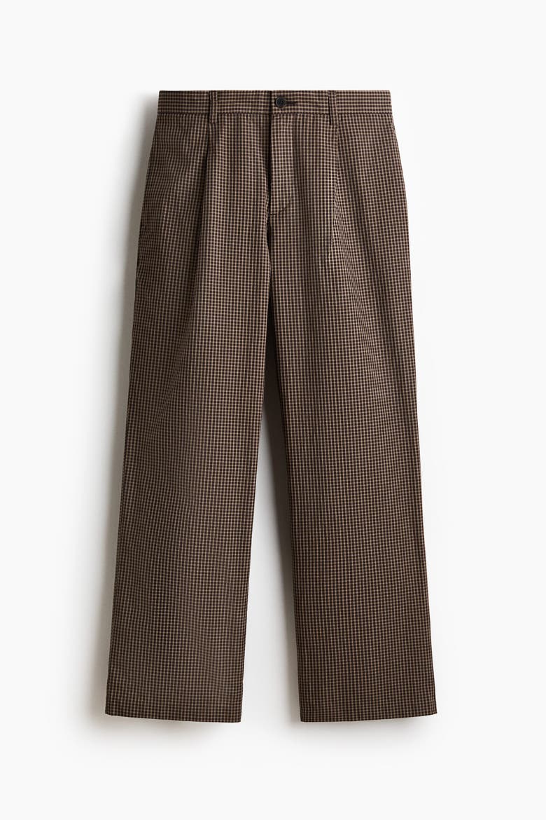 Relaxed-fit Wide-leg Pants, Alternate, color, Dark brown/checked