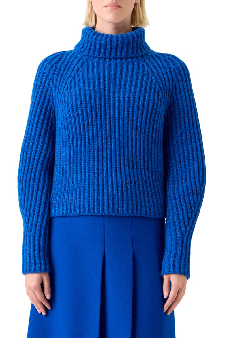 Chunky Cashmere Rib Turtleneck Sweater, Main, color, ROYAL BLUE