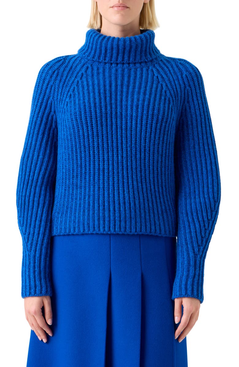 Akris Chunky Cashmere Rib Turtleneck Sweater, Main, color, Royal Blue